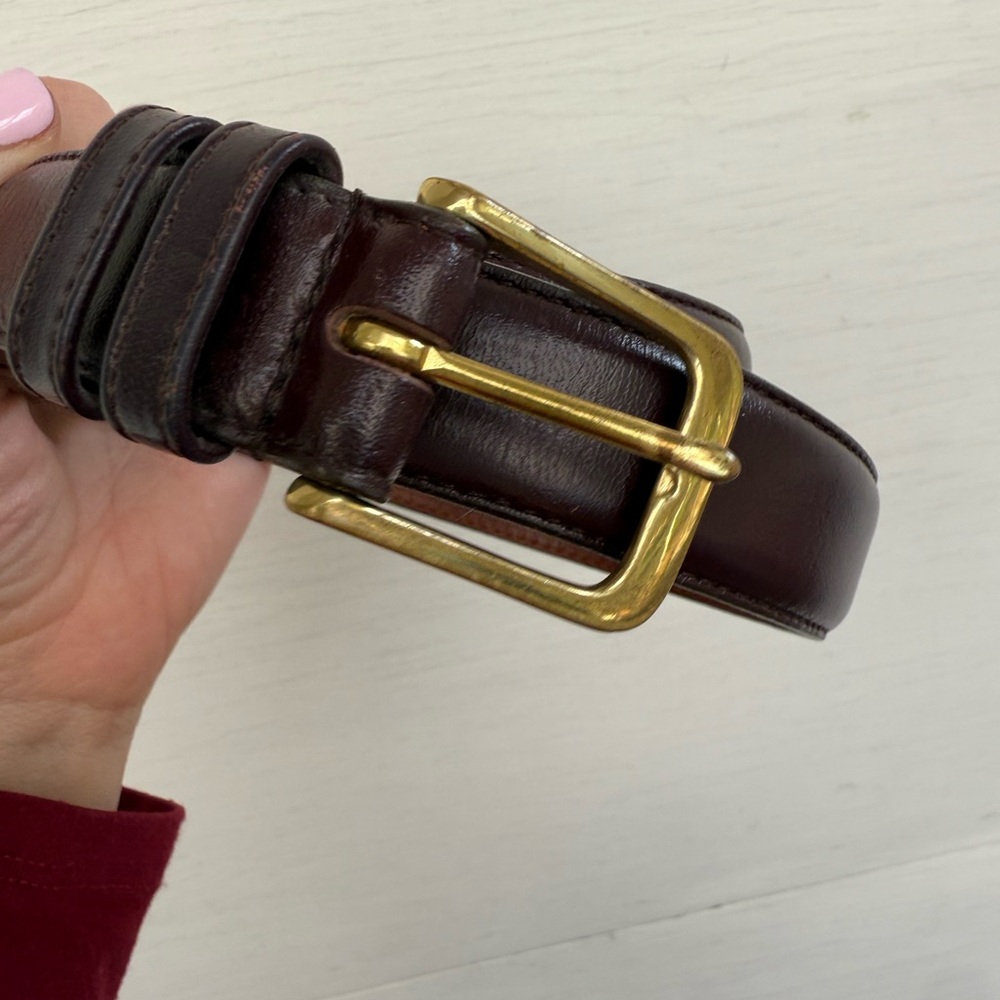 Vintage Coach Burgundy Leather Belt with Brass Buckle 32